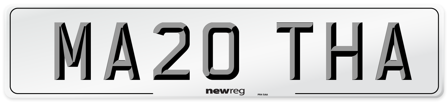 MA20 THA Number Plate from New Reg